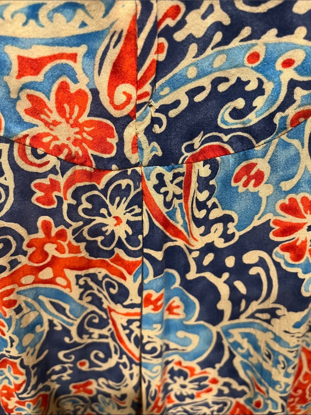 Zara Navy, Red & Light Blue Floral Paisley Blouse - Picture 3 of 5